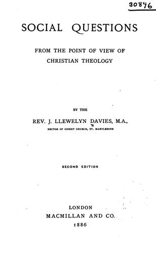 Social Questions from the Point of View of Christian Theology
