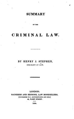 Summary of the criminal law