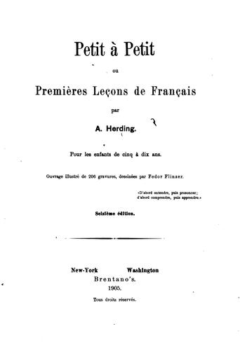 Petit à petit ou premières leçons de français ...
