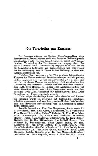 Der internationale Kongress für Frauenwerke und Frauenbestrebungen in Berlin, 19. Bis 26 ...
