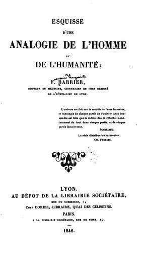 Esquisse d'une analogie de l'homme et de l'humanité