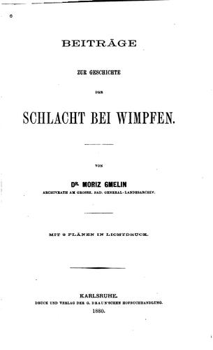Beitraege zur Geschichte der Schlacht bei Wimpfen