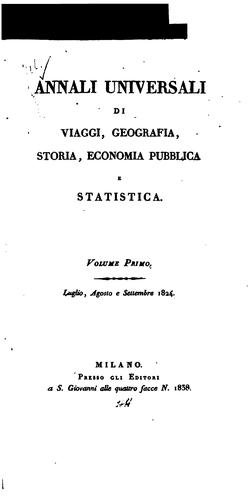 Annali universali di viaggi, geografia, storia, economia pubblica e statistica