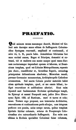 Suffraganei Colonienses extraordinarii, sive de sacrae Coloniensis ecclesiae proepiscopis ...
