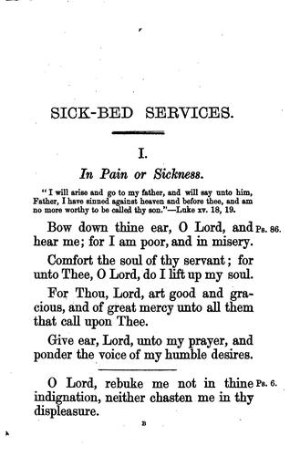Sick-bed services compiled from the holy scriptures and the Book of common prayer, with a ...