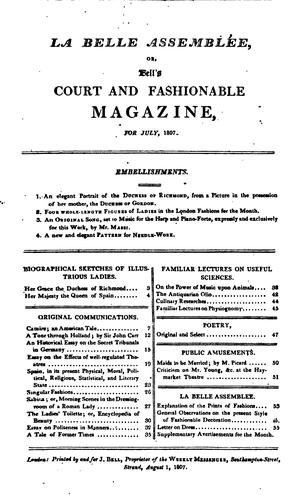 La Belle Assemblée Or, Bell's Court and Fashionable Magazine