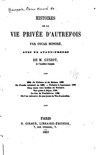 Histoires de la vie privée d'autrefois