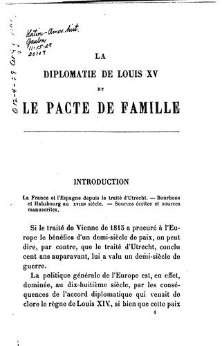 La diplomatie de Louis XV et le pacte de famille