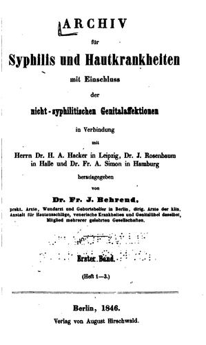 Archiv fuer syphilis und hautkrankheiten