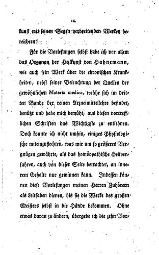 Über die homöopathische Heilung der Krankbeiten: Zehn Vorlesungen gehalten ...