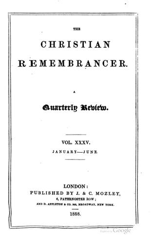 The Christian remembrancer; or, The Churchman's Biblical, ecclesiastical ...