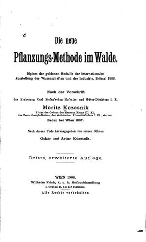 Die neue Pflanzungs-methode im Walde...