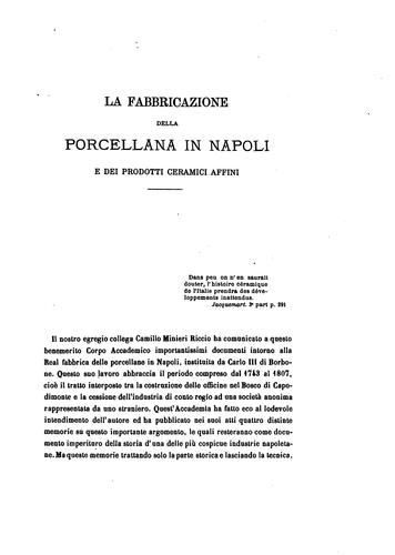 Fabbricazione della porcellana in Napoli e dei prodotti ceramici affini