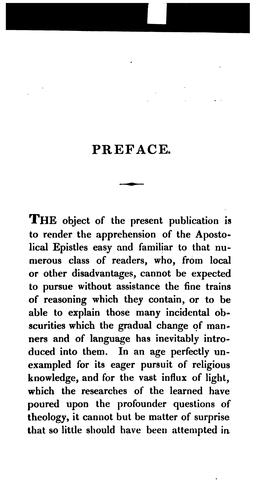 A paraphrastic translation of the apostolical epistles, with notes, by P. N. Shuttleworth