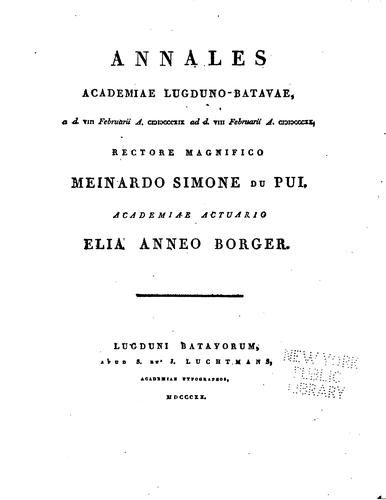 Annales Academiae lugduno-batavae