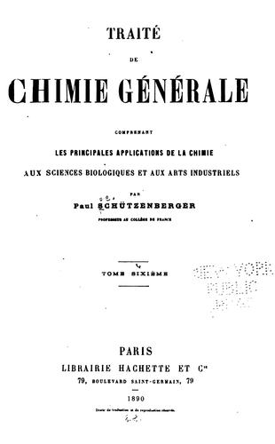 Traité de chimie générale: comprenant les principales applications de la chimmie aux sciences ...