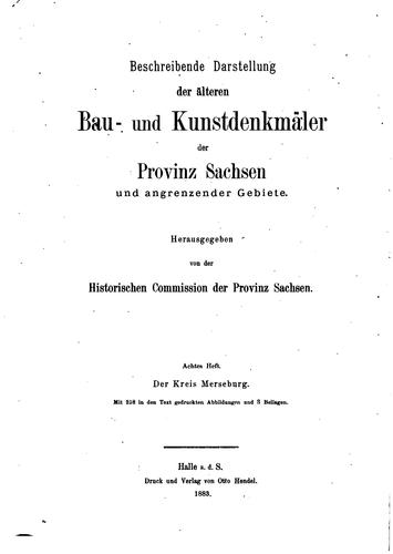 Beschreibende Darstellung der älteren Bau- und Kunstdenkmäler der Provinz ...