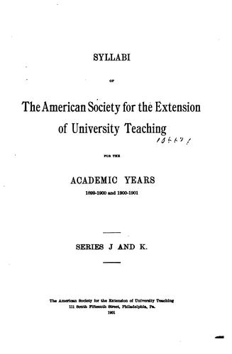 Syllabi of the American Society for the Extension of University Teaching