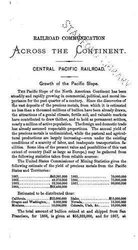 Railroad Across the Continent: With an Account of the Central Pacific Railroad of California : a ...