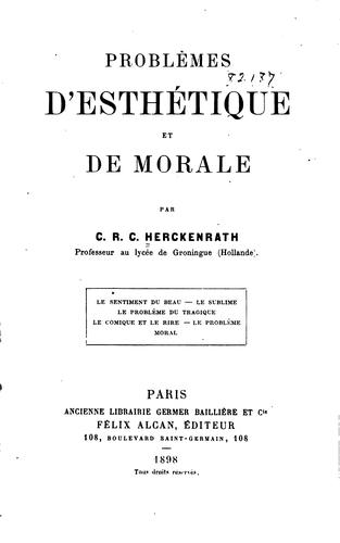 Problemes d'esthetique et de morale