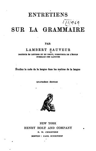 Entretiens Sur la Grammaire