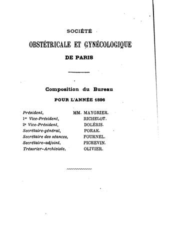 Bulletins et mémoires de la Société obstétricale et gynécologique de Paris