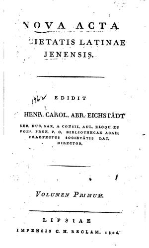 Societas Latina Jenensis acta ...