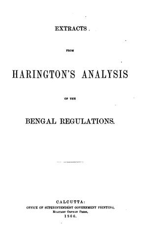 Extracts from Harington's Analysis of the Bengal Regulations