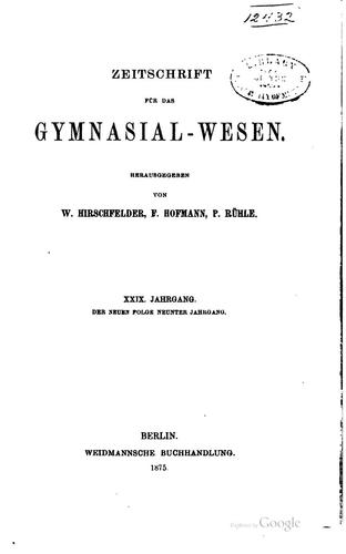 Sokrates: Zeitschrift für das Gymnasialwesen
