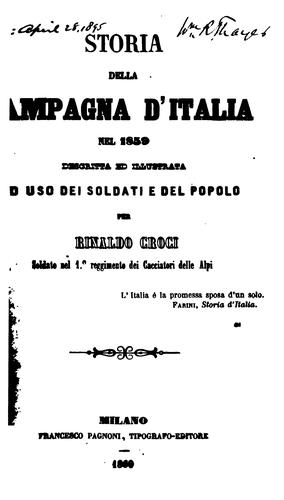 Storia della campagna d'Italia nel 1859: descritta ed illustrata ad uso dei soldati e del popolo