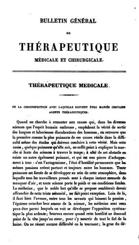 Bulletin général de thérapeutique médicale, chirurgicale, obstétricale et pharmaceutique