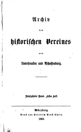 Archiv des historischen Vereins von Unterfranken und Aschaffenburg