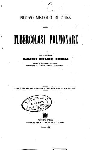 Nuovo metodo di cura della tubercolosi polmonare