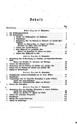 Die Verhandlungen des 10en Deutschen evangelischen Kirchentages zu Hamburg im Sept. 1858