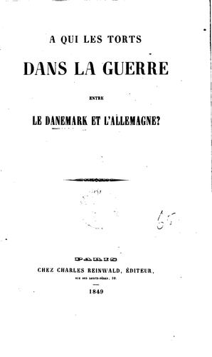 A qui les torts dans la guerre entre le Danemark et l'Allemagne?