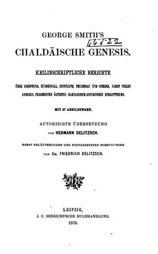 Onaldaeische Genesis, uebersetzt her. Dolitzsen., nebst Brlasut. Und fortgesetzter