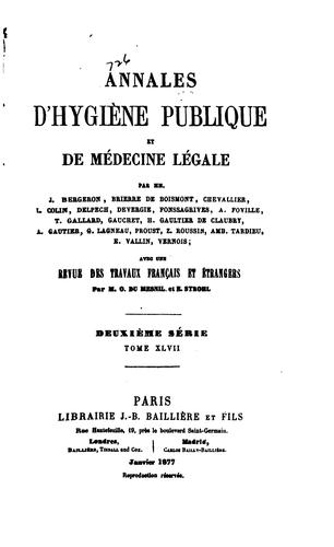 Annales d'hygiène publique et de médecine légale