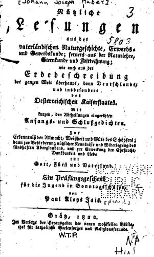 Nützliche Lesungen aus der Vaterländischen Naturgeschichte, Erwerbs- und ...