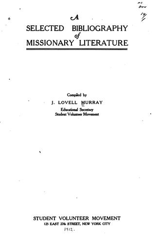 A Selected Bibliography of Missionary Literature