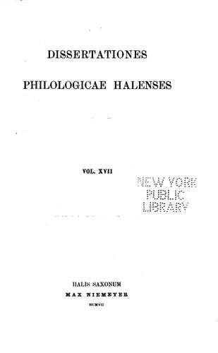Dissertationes Philologicae Halenses