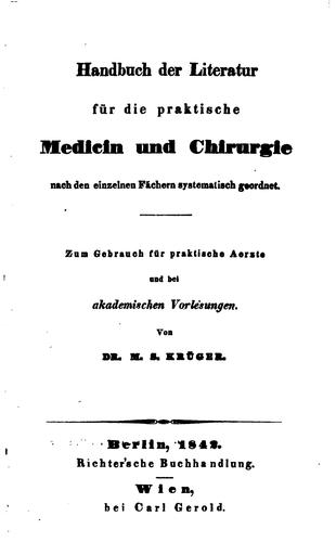 Handbuch der Literatur für die praktische Medicin und Chirurgie...