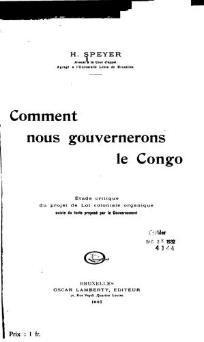 Comment nous gouvernerons le Congo