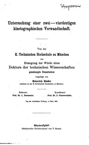 Untersuchung einer zwei-vierdeutigen kinetographischen Verwandtschaft