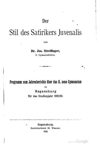 Der Stil des Satirikers Juvenalis