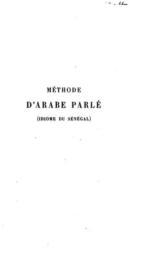 Méthode d'arabe parlé (idiome du Sénégal).