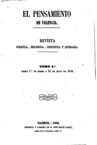 El pensamiento de Valencia: Revista politica, religiosa, científica