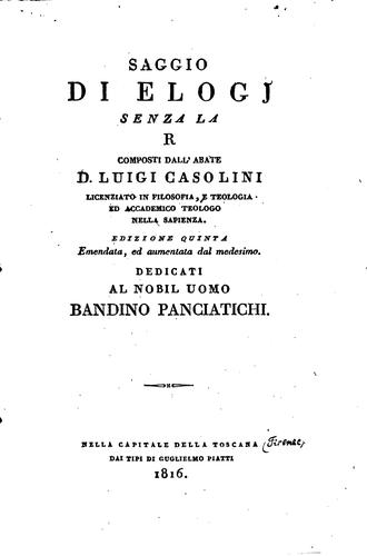 Saggio di elogj senza la R.