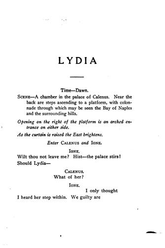 Lydia: A Poetical Drama in One Act