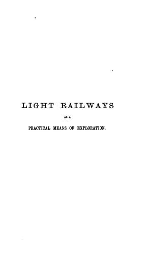 Light Railway as a Practical Means of Exploration