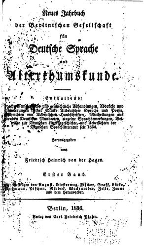 Berlinische Gesellschaft für deutsche Sprache und Alterthumskunde, Berlin Germania...